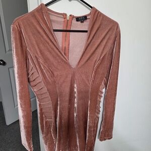 Pink Velvet Long Sleeve Dress